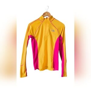 The North Face Yellow and Pink Long Sleeve Top